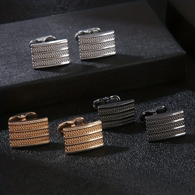 Striped Men's Cufflinks French Business Shirt Sleeve Studs