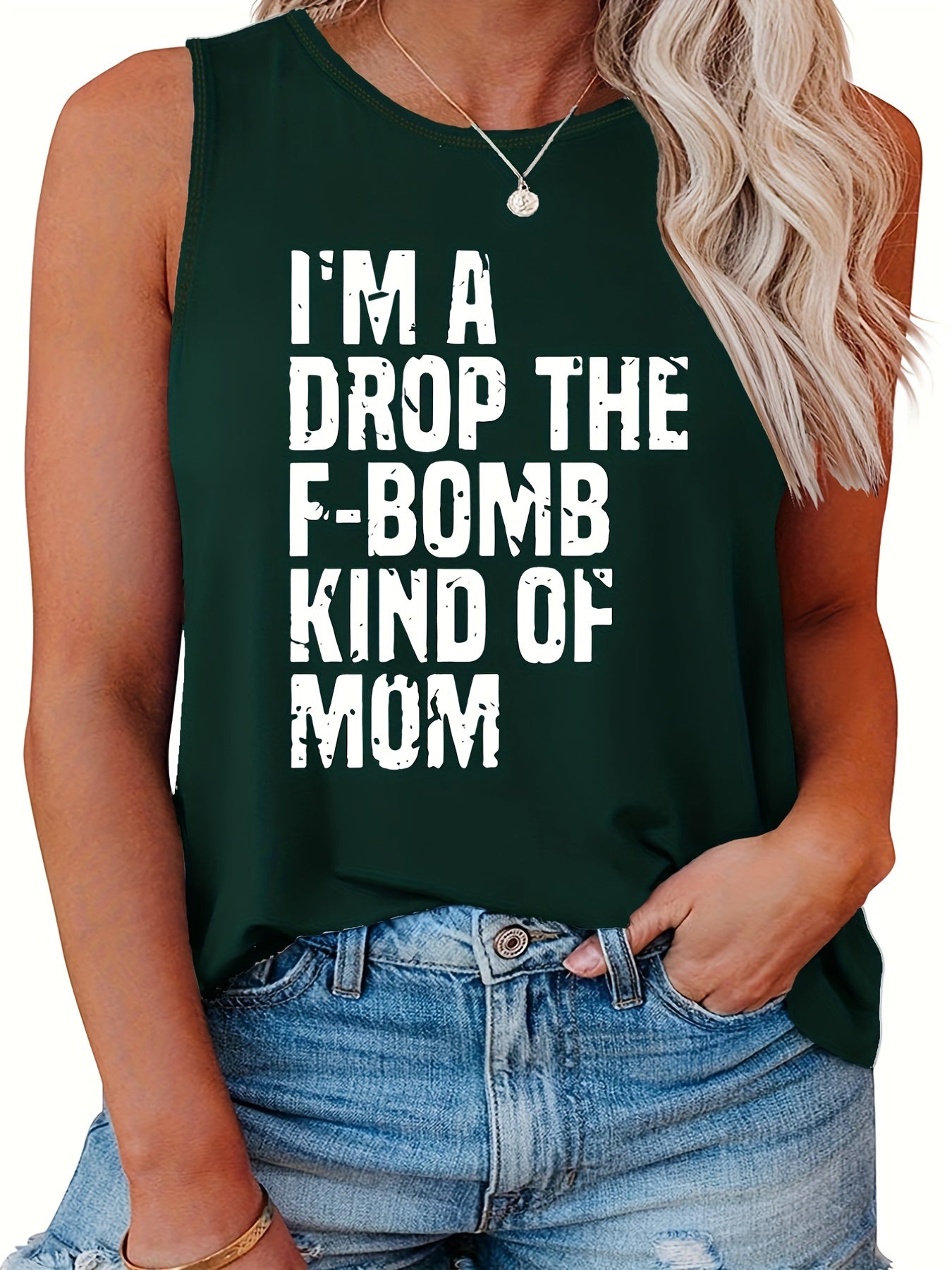  Women's Slogan Print Tank Top