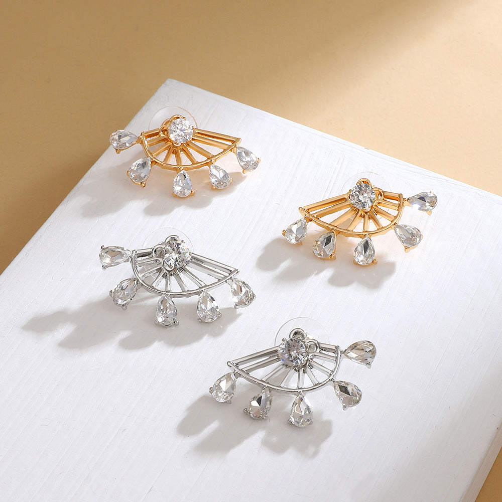 Zircon Geometric Earrings Rear Hanging Love Water Drop Earrings