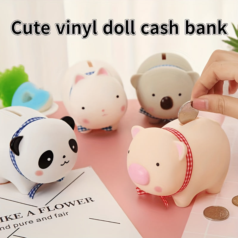 Vinyl Doll Children Piggy Bank Cartoon Piggy Bank Tiktok Creative Gift