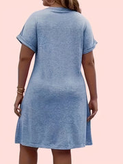  Basic Loungewear Dress Solid Short Sleeve V Neck Nightdress
