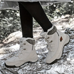 Thick Sole Snow Boots Round Toe Flat Lace Up Snow Shoes
