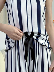Striped Print Pajama Set V Neck Cami Top & Lounge Pants Women's Sleepwear
