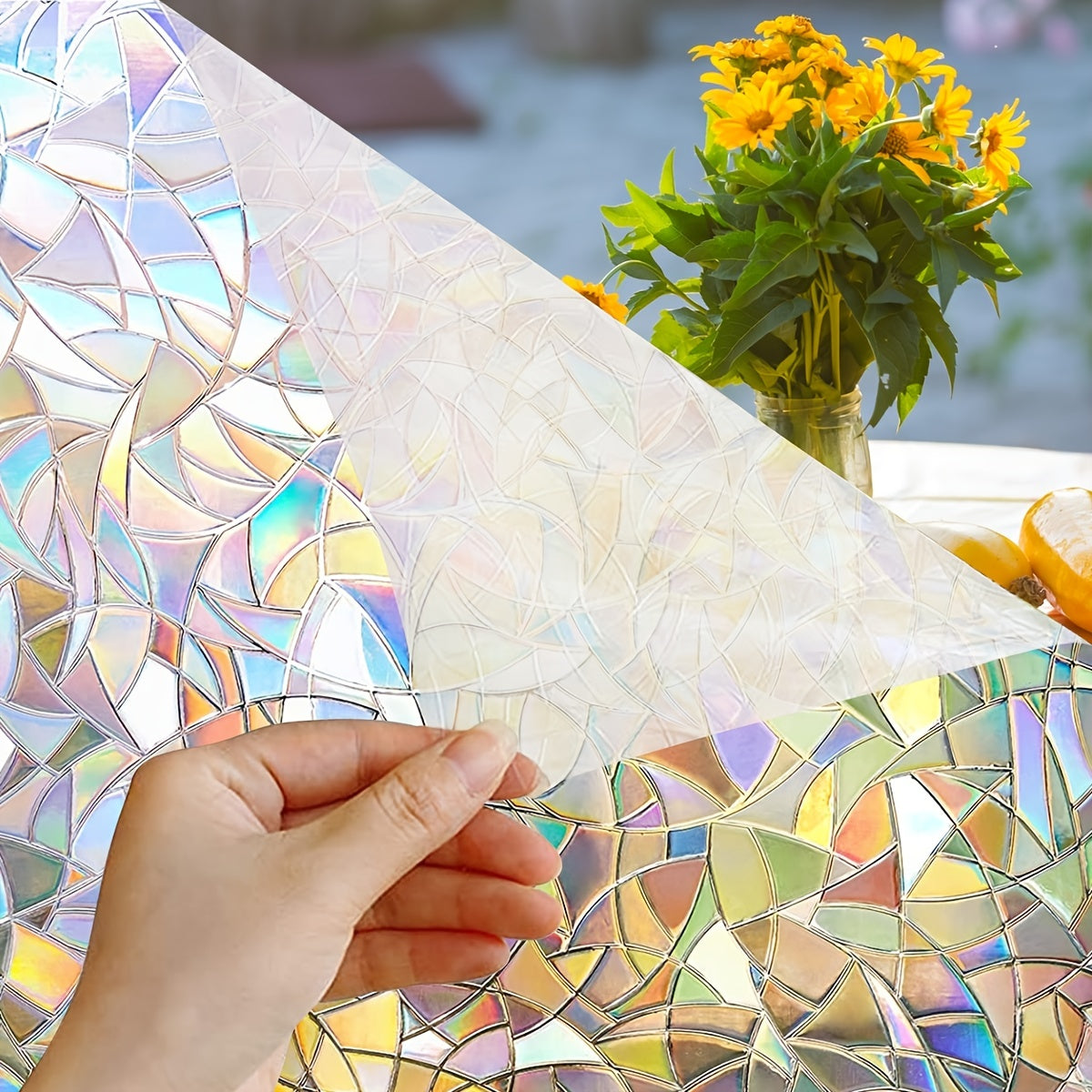 Geometric Pattern Privacy Window Film Translucent No Glue Needed