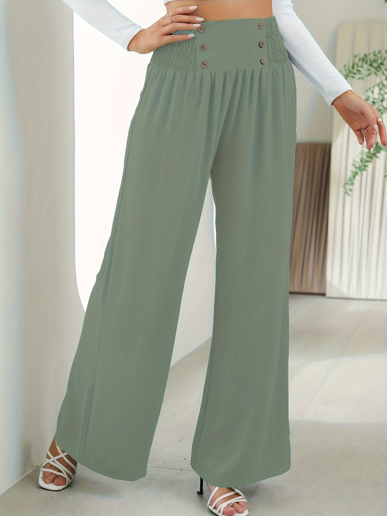 Women's Plus Solid Wide Leg Trousers