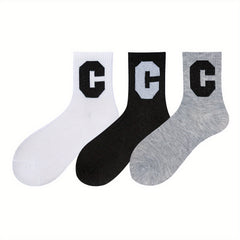 5 Pairs Letter Print Socks Comfy & Breathable Women's Stockings