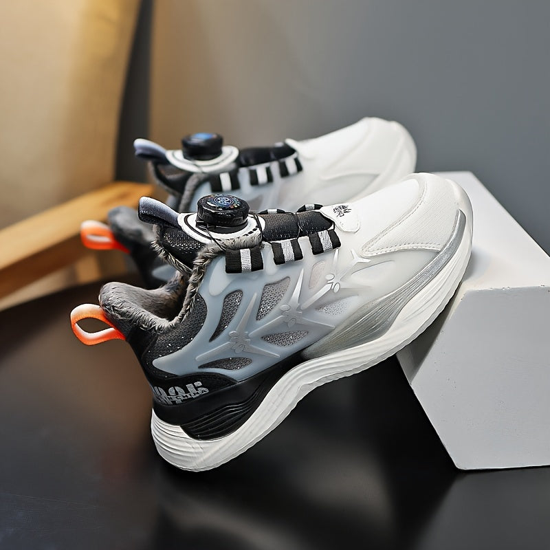 Rotating Buckle Warm Plush Lining Boys' Basketball Shoes