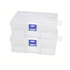 2pcs Medium Transparent Plastic Storage Boxes for Jewelry Crafts Cosmetics