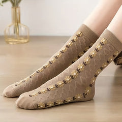 5 Pairs Floral Print Mid Tube Socks Women's Stockings