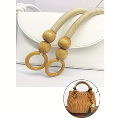 Vintage Woven Wood Beads DIY Handbag Handle Nylon Rope Wood Beads Beaded Handle