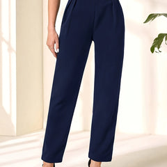  Casual Pants Women's Plus Solid Elastic Straight Leg Trousers