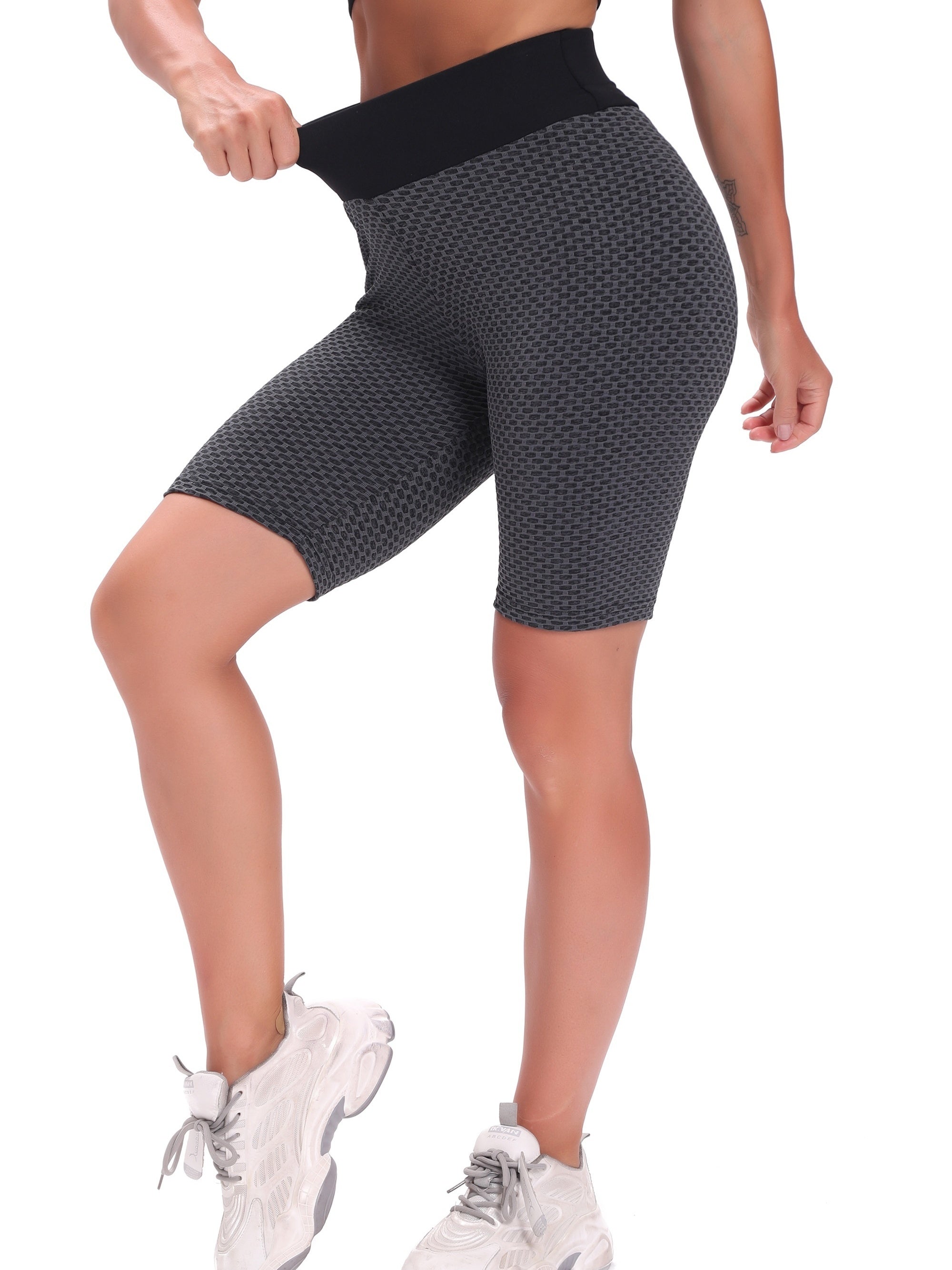 3 pcs Women's Honeycomb Biker Shorts Set for Fitness - Butt Lifting