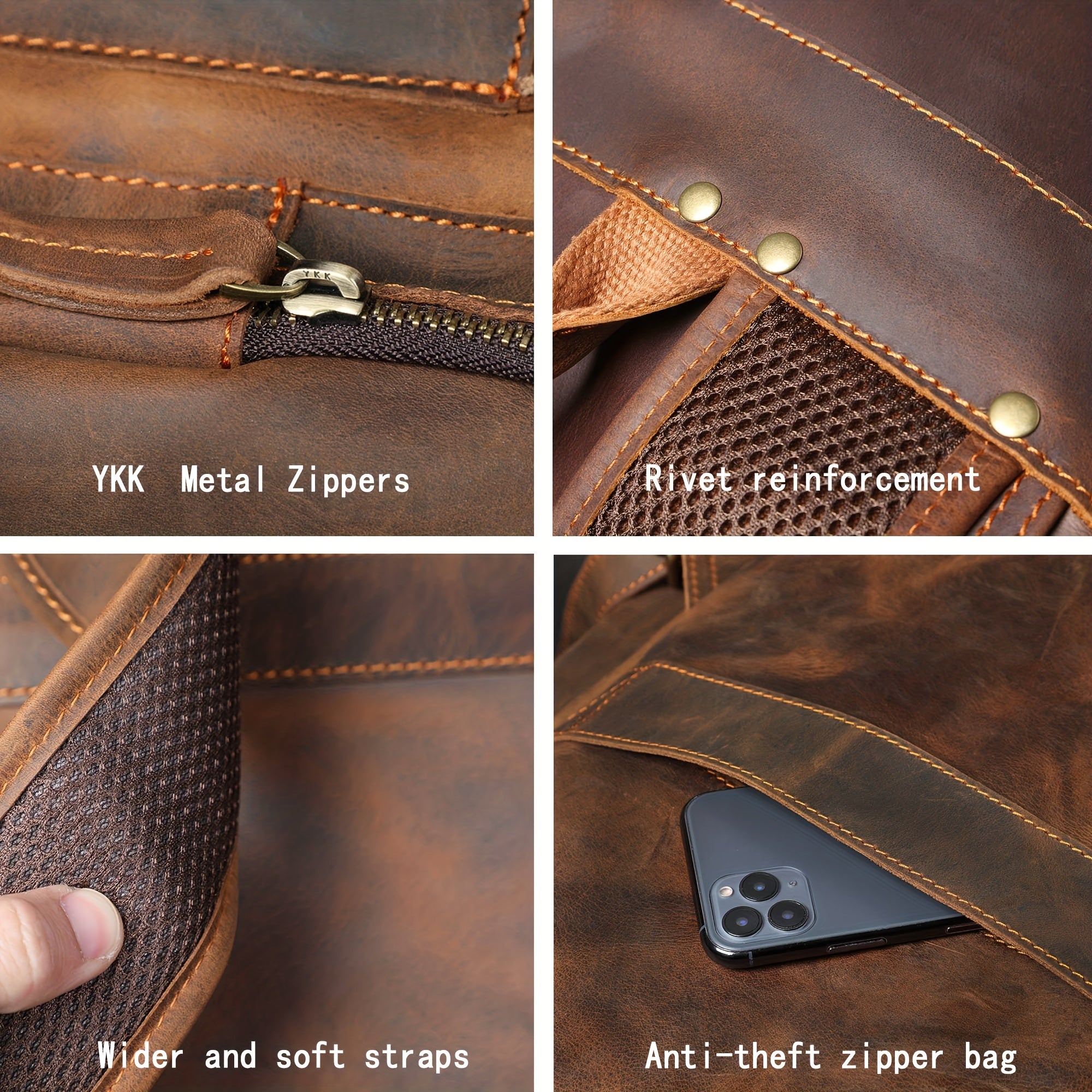 Vintage Leather Backpack Large Capacity Outdoor Travel Bag