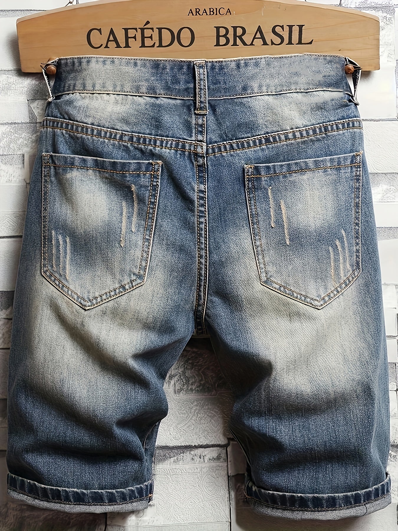 Men's Paint Splatter Ripped Denim Shorts