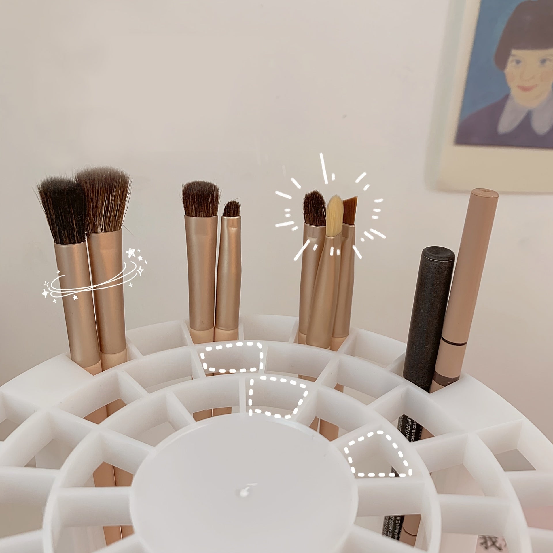 Makeup Brush & Lipstick Holder Bathroom Organizer