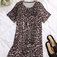  Leopard Print Short Sleeve Nightdress