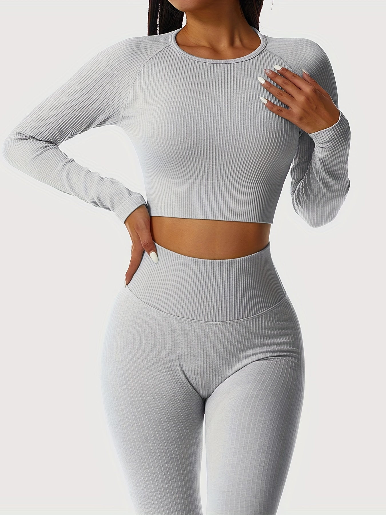 Yoga Set Long Sleeve Crop Top and Butt Lifting Leggings