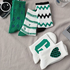 5 Pairs Letter & Heart Print Socks Mid Tube Women's Stockings