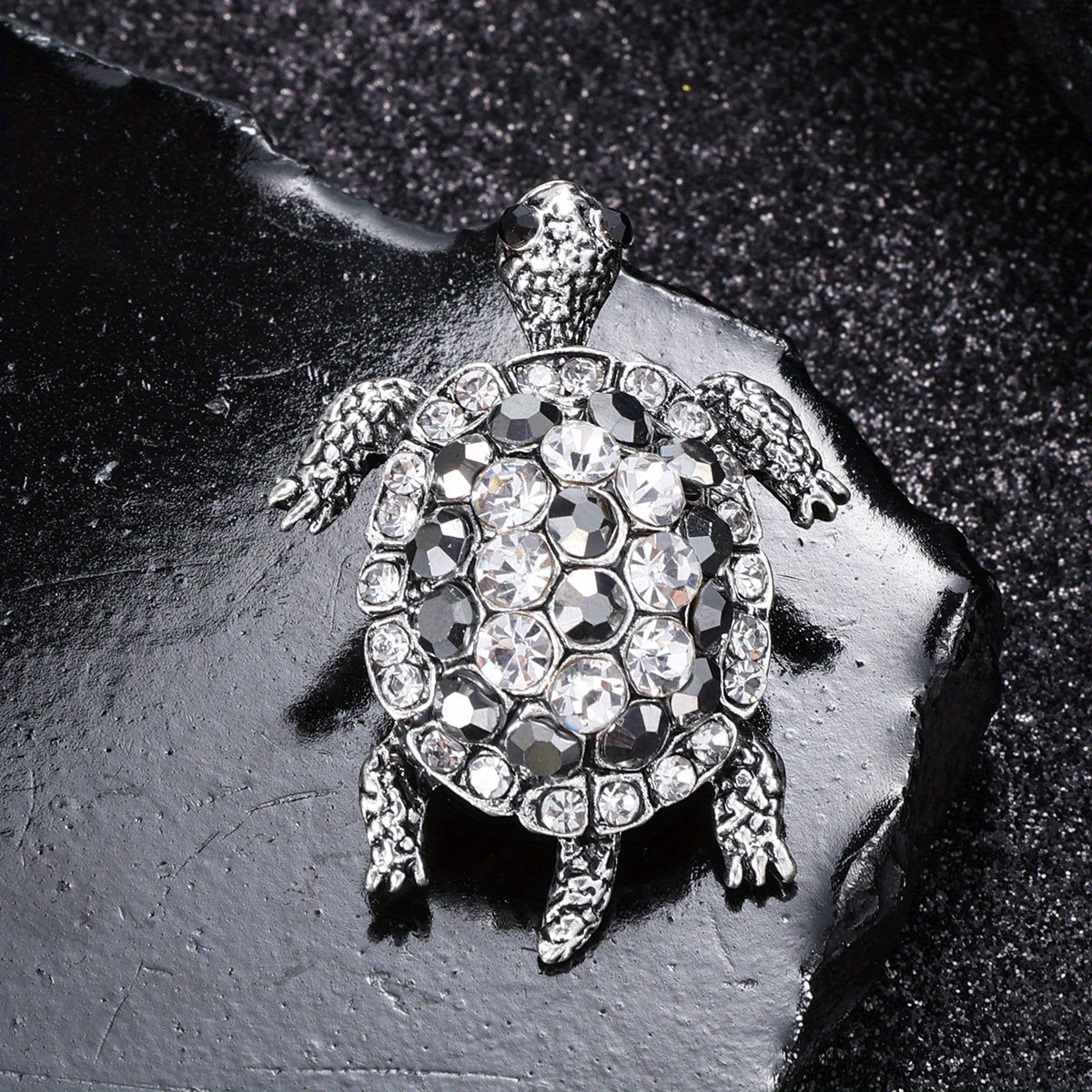 Hip Hop Green Turtle Animal Brooch Full Rhinestone
