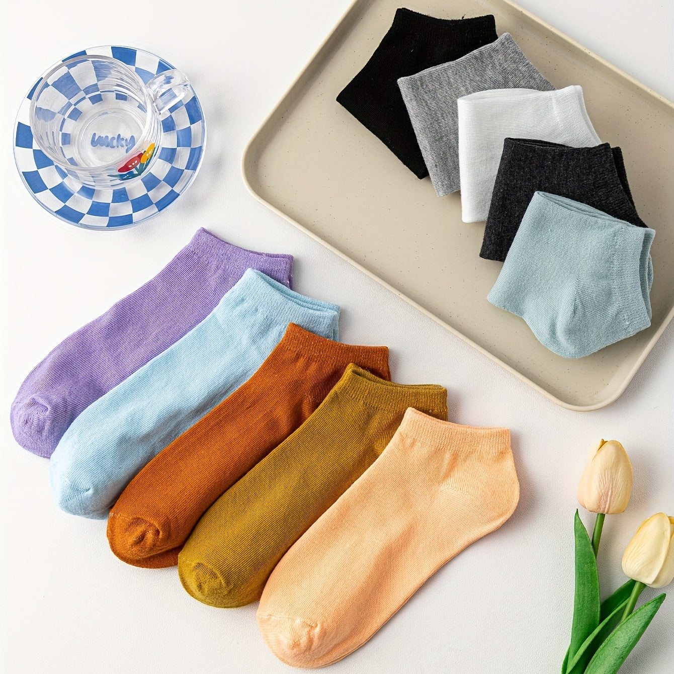 10 Pairs Soft & Lightweight Low Cut Ankle Socks Women's Stockings