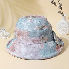 Flower Ribbon Bowknot Bucket Hat for Women