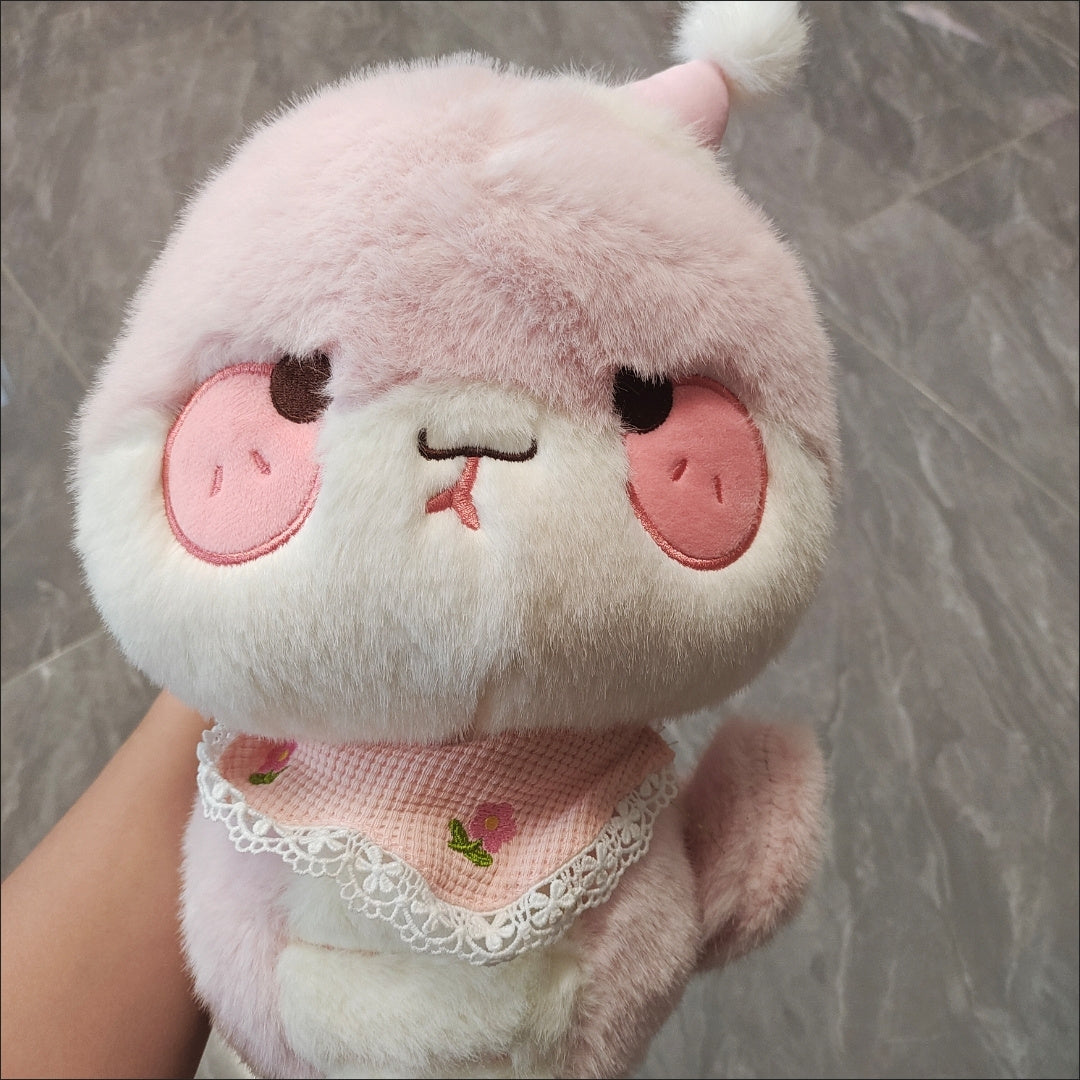 Pink Snake Plush Toy Soft Chubby Polyester Doll with Expressive Eyes