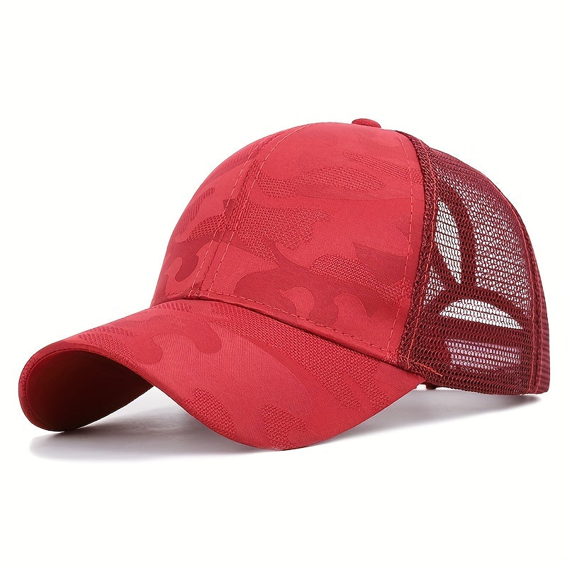 Camouflage Ponytail Trucker Hat Mesh Baseball Cap