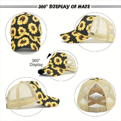 Unisex Sunflower Embroidered Baseball Cap for Outdoor Sport