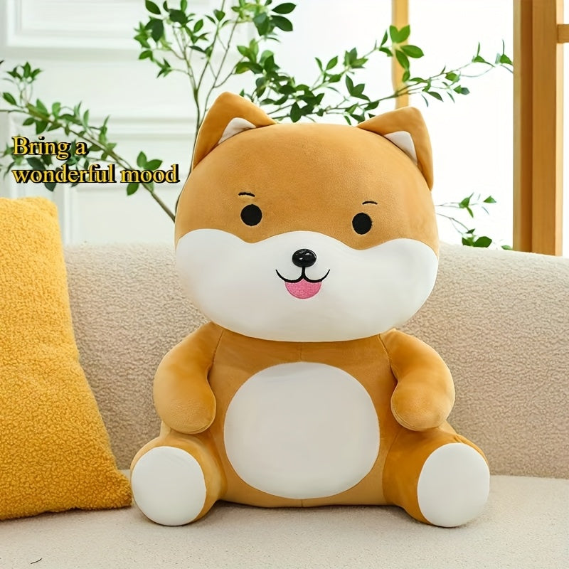 13.78in Shiba Inu Plush Toy Warm Brown Grinning
