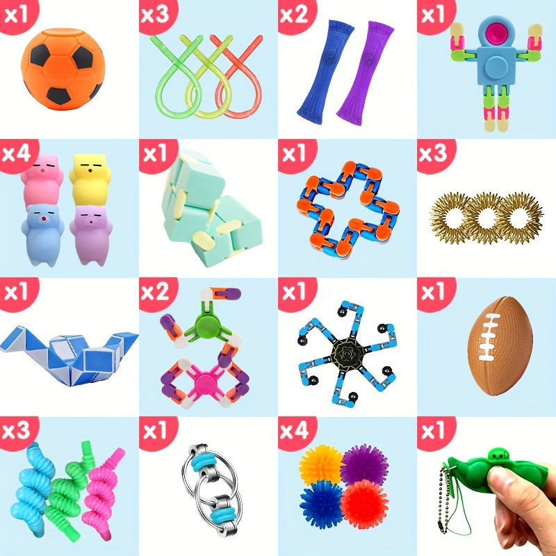 30pcs Fidget Toy Set Plastic Sensory Toys for Kids Party Favors Classroom Prizes