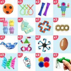 30pcs Fidget Toy Set Plastic Sensory Toys for Kids Party Favors Classroom Prizes
