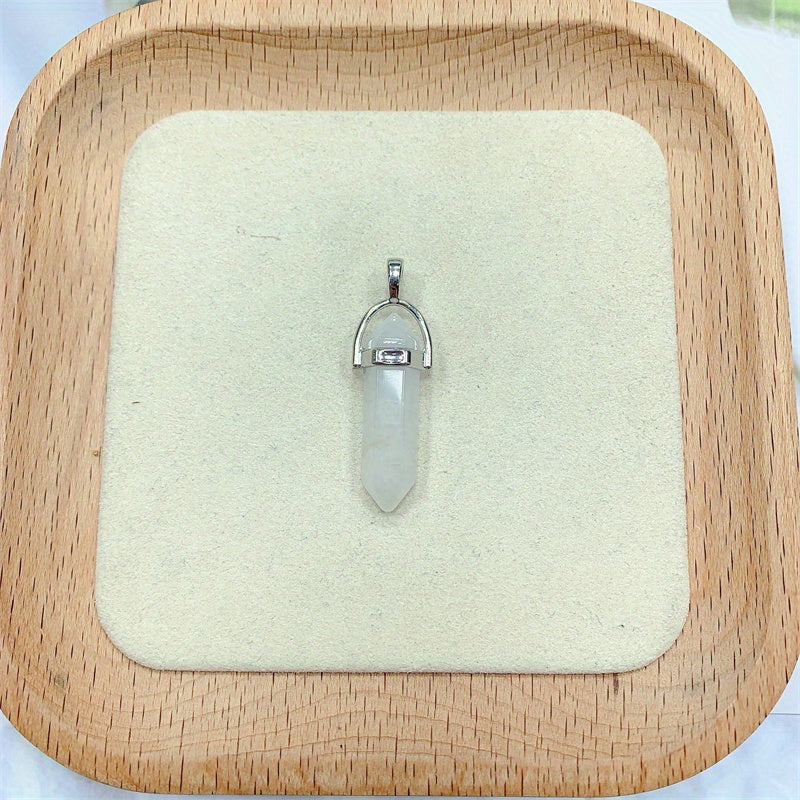 Crystal Tower Pendant Natural Quartz Point Wand Charm Obelisk 41mm