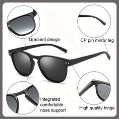 Retro Round Frame Men's Polarized Sunglasses with Glasses Case