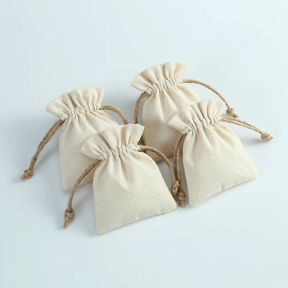 10pcs Cotton Jewelry Bags Necklace Earring Ring Pouch for Wedding