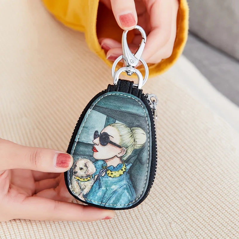 11 Colors Painted Women Girls Key Bag PU Leather Key Wallets