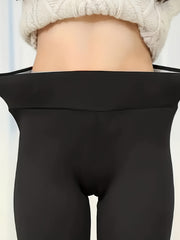  Basic Leggings Women's Plus Solid Fleece Elastic Leggings