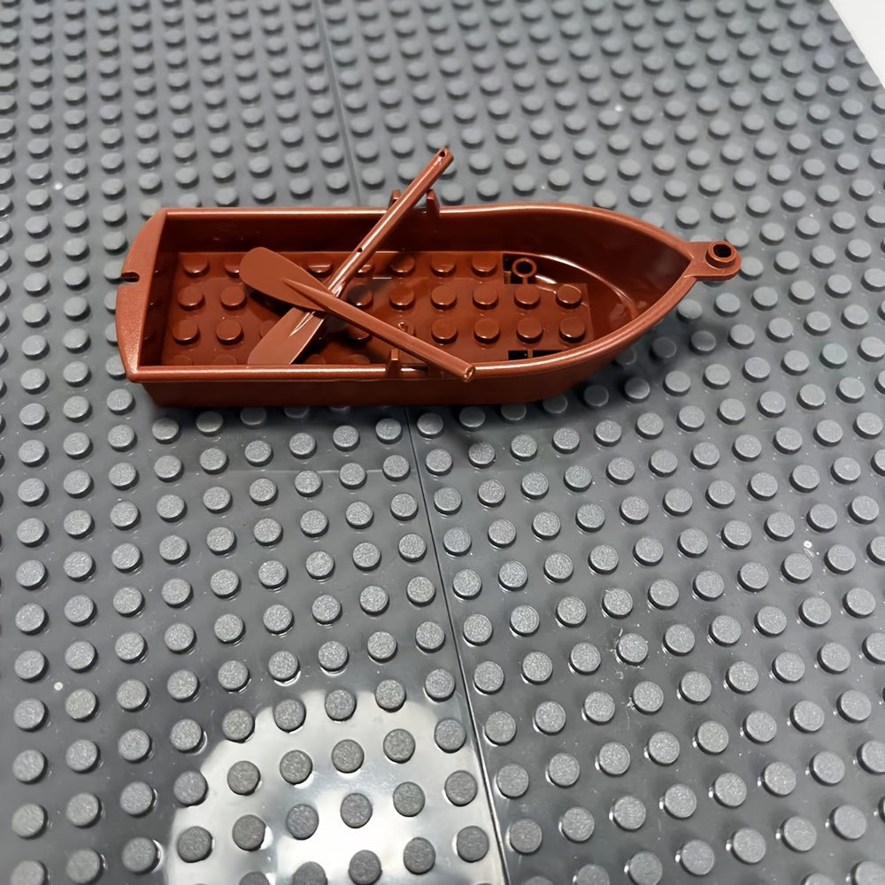 3pcs Hand Rowing Boat Building Blocks Set ABS Material Deep Brown