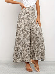  Retro Leopard Print Wide Leg Trousers