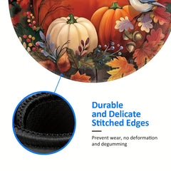 Autumn Pumpkin Mouse Pad Round Non-slip Rubber Mat for Office Computers
