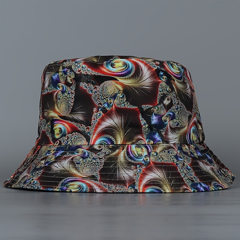 Reversible Peacock Print Bucket Hat Fisherman Cap Lightweight Sun Hat