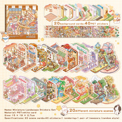 60 DIY House Sticker Set: 40 Scene Stickers & 20 Base Cards - 3D House Scenes