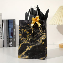 4pcs Marble Gift Bag Candy Bag with Wrapping Paper & Ribbon Bows