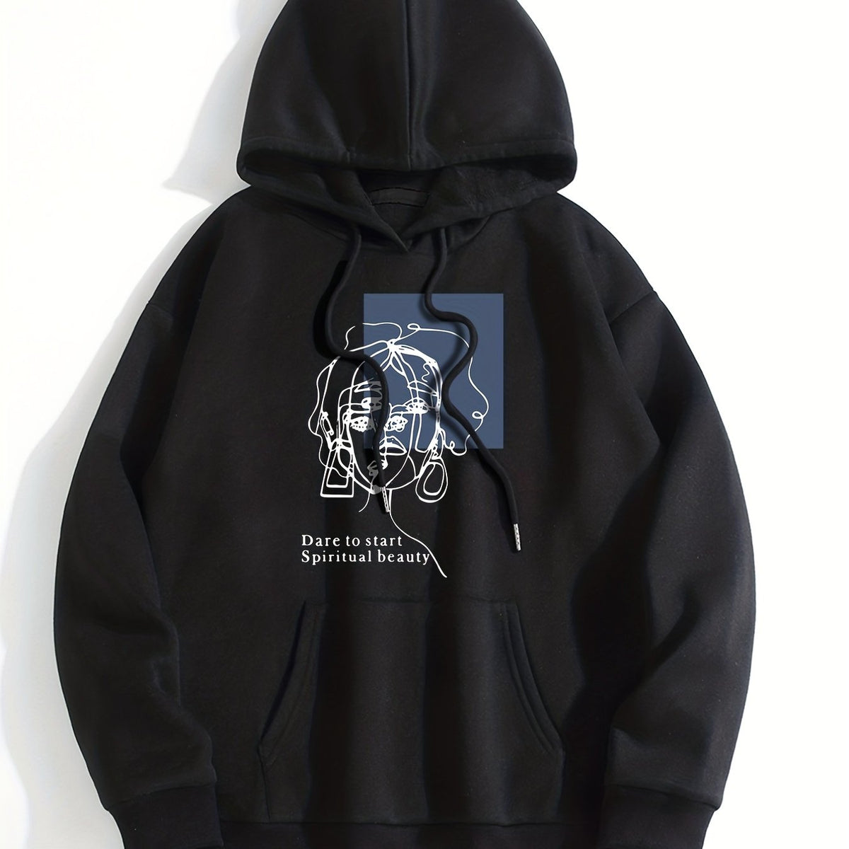 Abstract Kangaroo Pocket Hoodie Drawstring Hood
