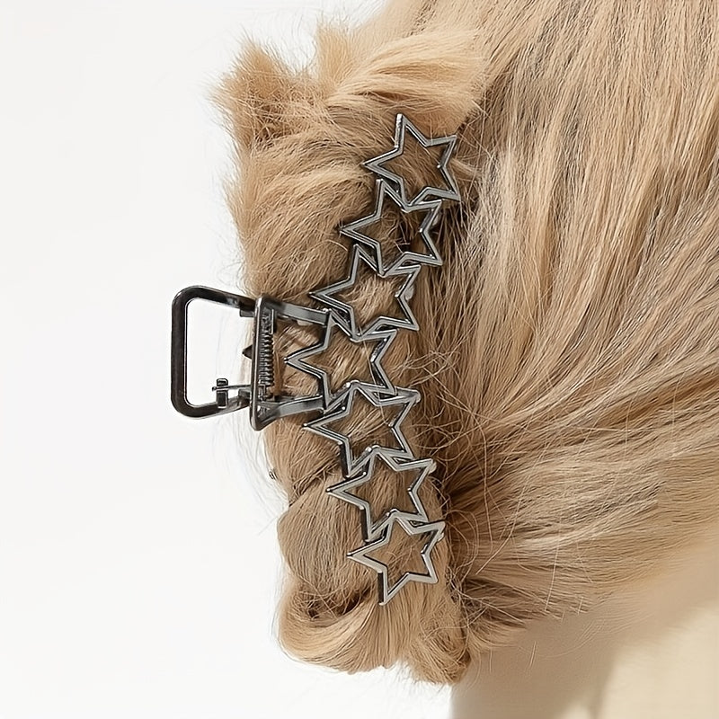 Y2K Alloy Star Hair Claw Clip Non Slip Silvery