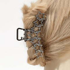 Y2K Alloy Star Hair Claw Clip Non Slip Silvery