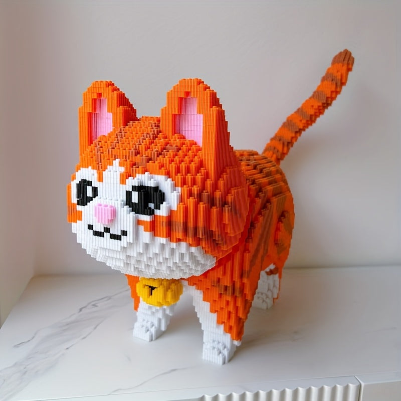 Large Orange Cat Building Block Set Party Game DIY 3D Puzzle Assembly