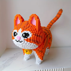 Large Orange Cat Building Block Set Party Game DIY 3D Puzzle Assembly