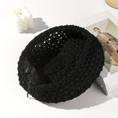 Hollow Out Crochet Beret Pumpkin Cap Octagonal Hat For Women