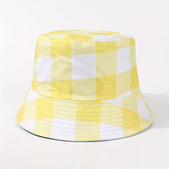 Chessboard Pattern Reversible Bucket Hat Unisex Fisherman Cap