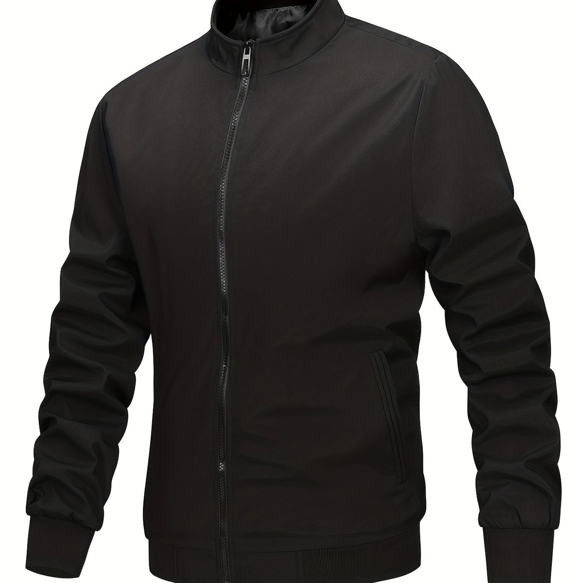 Men's Stand Collar Zip Up Windbreaker Jacket for Outdoor Activities